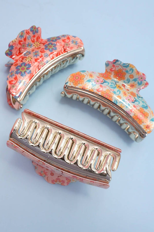 FLORAL FLOWER CLAW CLIPS