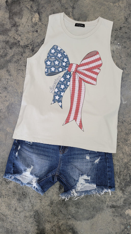 Zutter Lace Bow America Tank