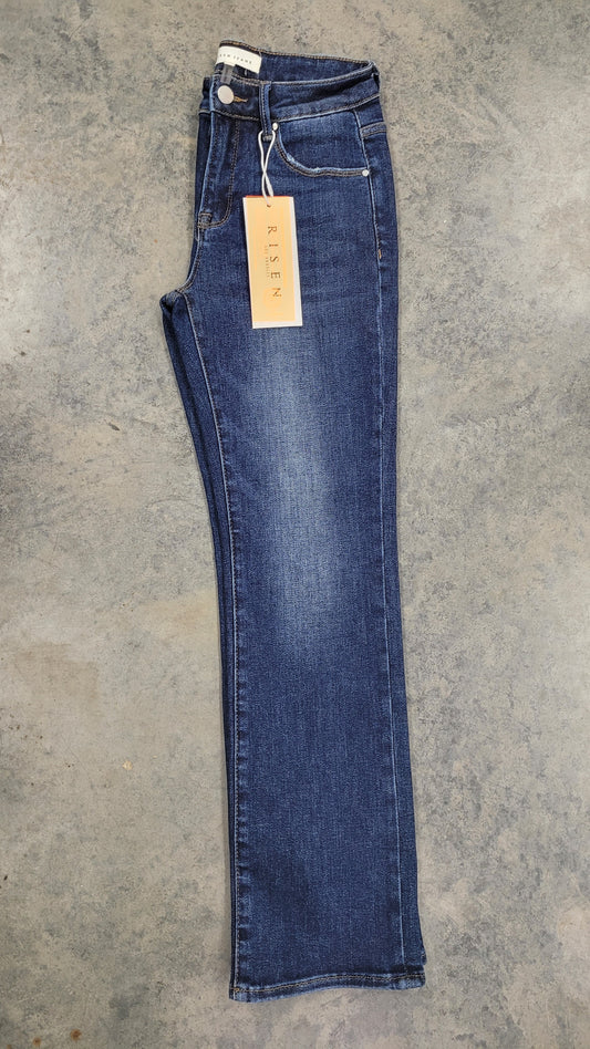 Mid Rise Ankle Straight Slim Jeans