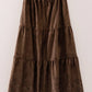 Faux Suede Tiered Midi Skirt