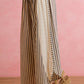 FLORAL EYELET SIDE ELASTIC STRIPES WIDE LEG PANTS