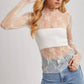FLORAL EMBROIDERY LACE MESH LAYERING TOP