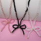 GLASS CRYSTAL BEADED BOW NECKLACE