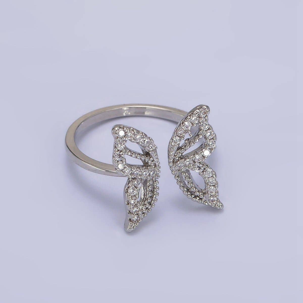 16K Gold Filled Paved CZ Open Butterfly Ring