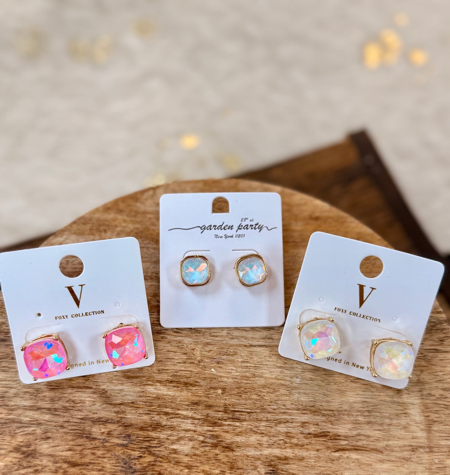 Square Stone Studs