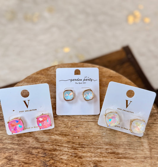 Square Stone Studs