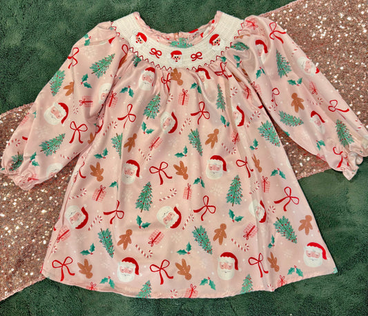 Santa Smocked Christmas Dress