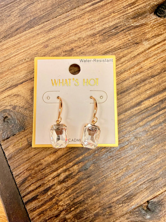Drop Rectangle Stud Earrings