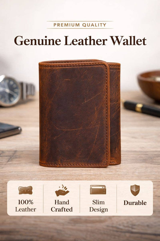Leather Wallet for Men Handcrafted Distressed Trifold Wallet