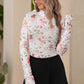 LDC Boho Floral Long Sleeve High Neck Sheath Mesh Blouse