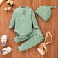 3-piece Baby Boy Sun Romper Pants Cap Set
