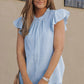 Flutter Sleeve Frilled Neck Textured Blouse