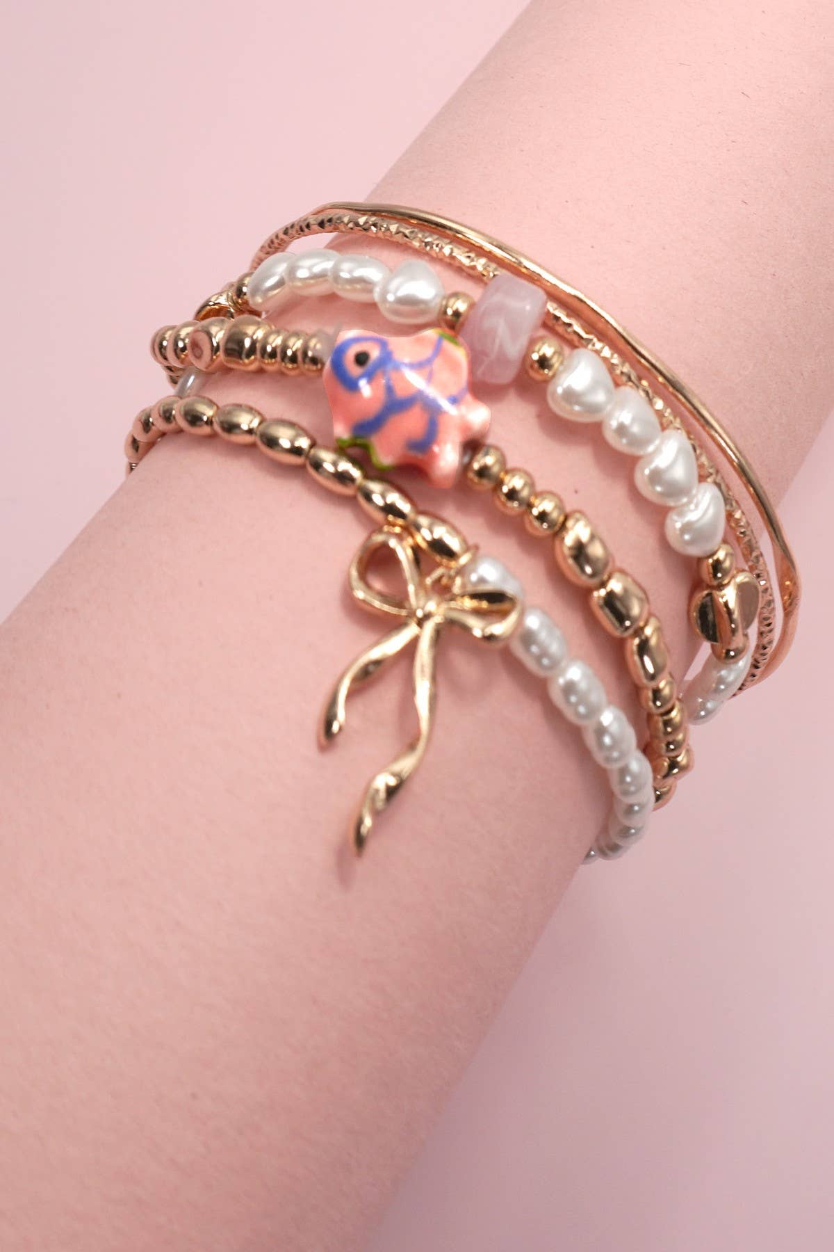 PORCELAIN TOILE PATTERN MULTI LAYER BRACELET