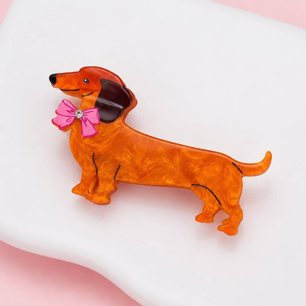 Wiener Dog Hair Claw Clips