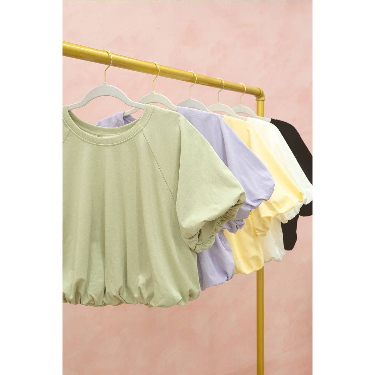 JERSEY BUBBLE SLEEVE TOP