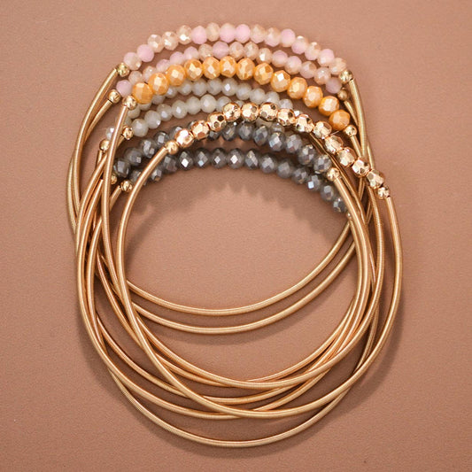 Boho Layered Spring Coil Guitar String Bracelet Set - 8096