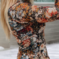 LDC  Floral Long Sleeve High Neck Sheath Mesh Blouse