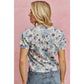 FLORAL PRINT SHORT SLEEVES SWEATER KNIT TOP