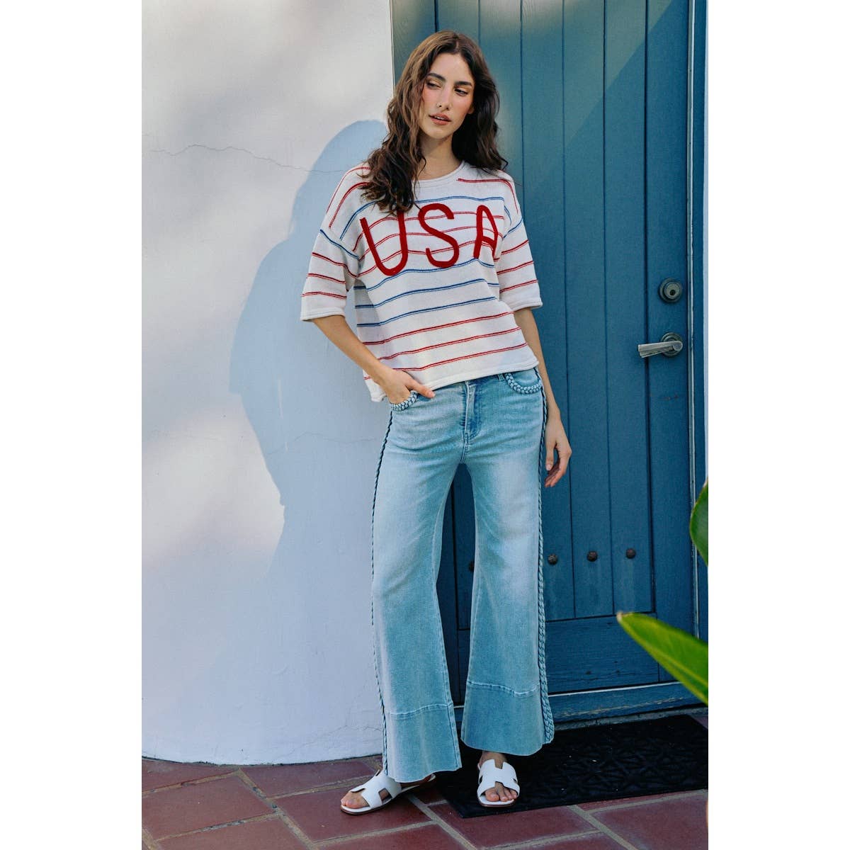 Braided Wide Leg Denim