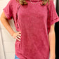 Ribbed Acid Wash Boatneck Top