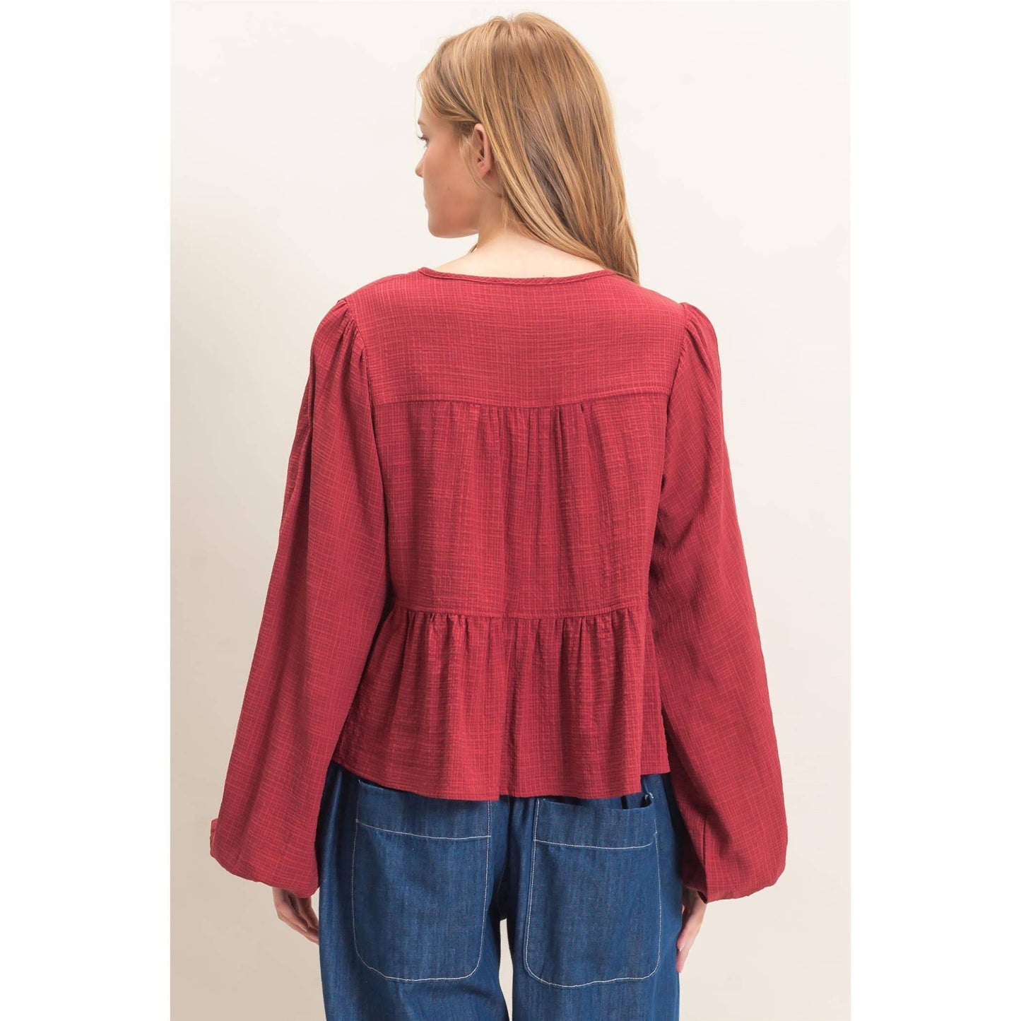 Tie Front Peplum Blouse