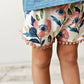 Kids Jean Floral Ruffle Button Summer Two Piece Set