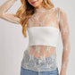 FLORAL EMBROIDERY LACE MESH LAYERING TOP