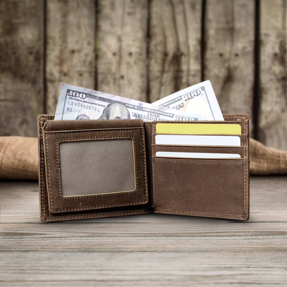 Genuine Leather Bifold Wallet for man Vintage wallet