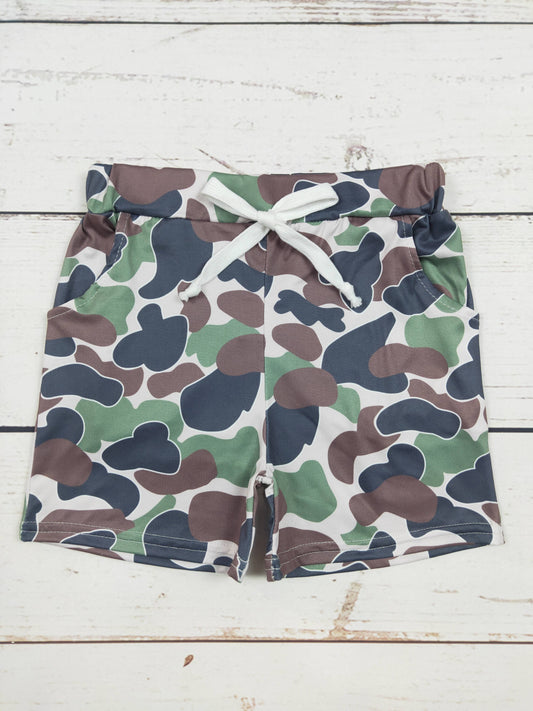 Boys Camo Shorts - Black, Green, Brown