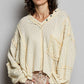 V-neck stitch detail Balloon Long Sleeve Crop Top