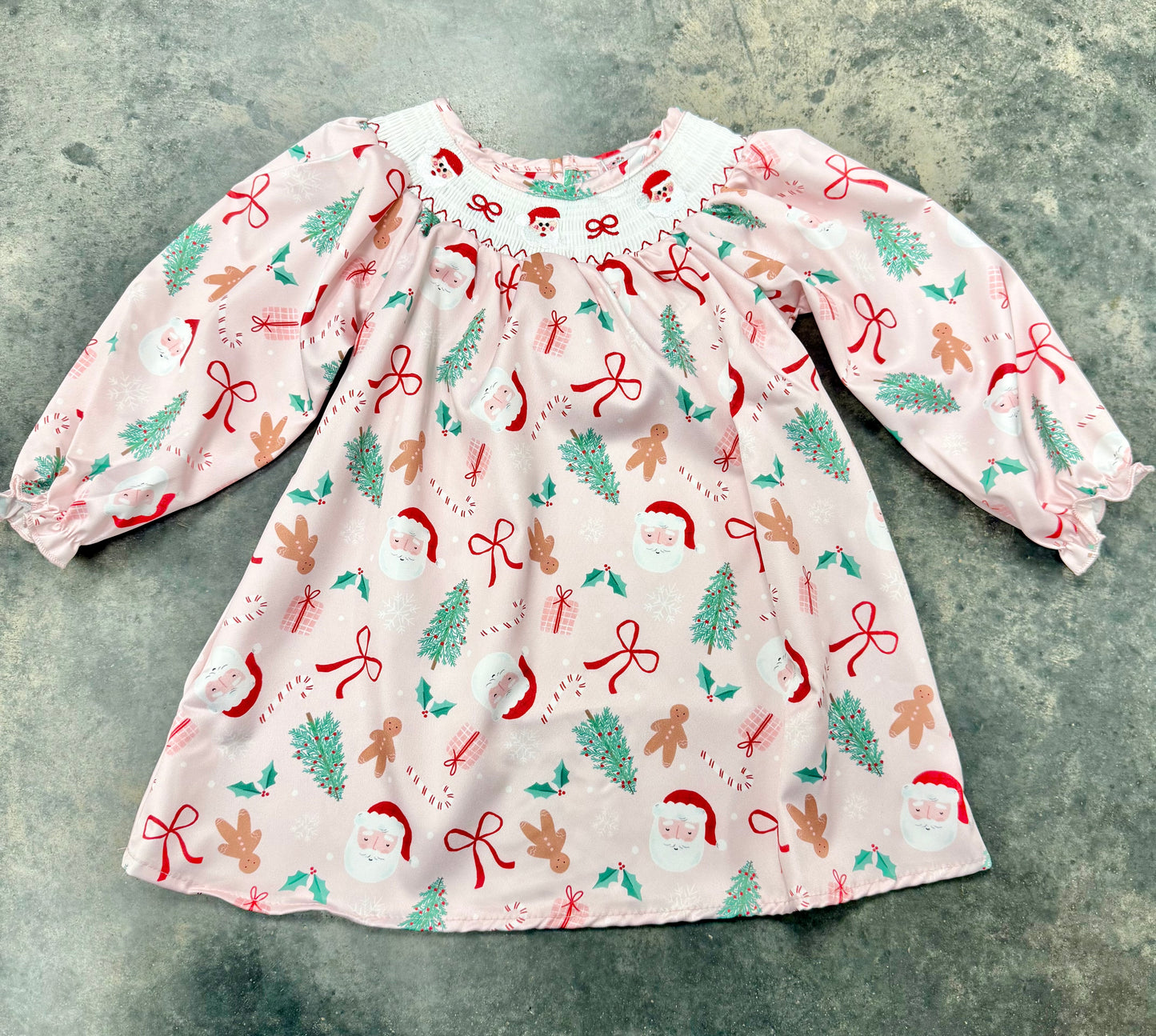 Santa Smocked Christmas Dress