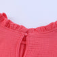 Flutter Sleeve Frilled Neck Textured Blouse