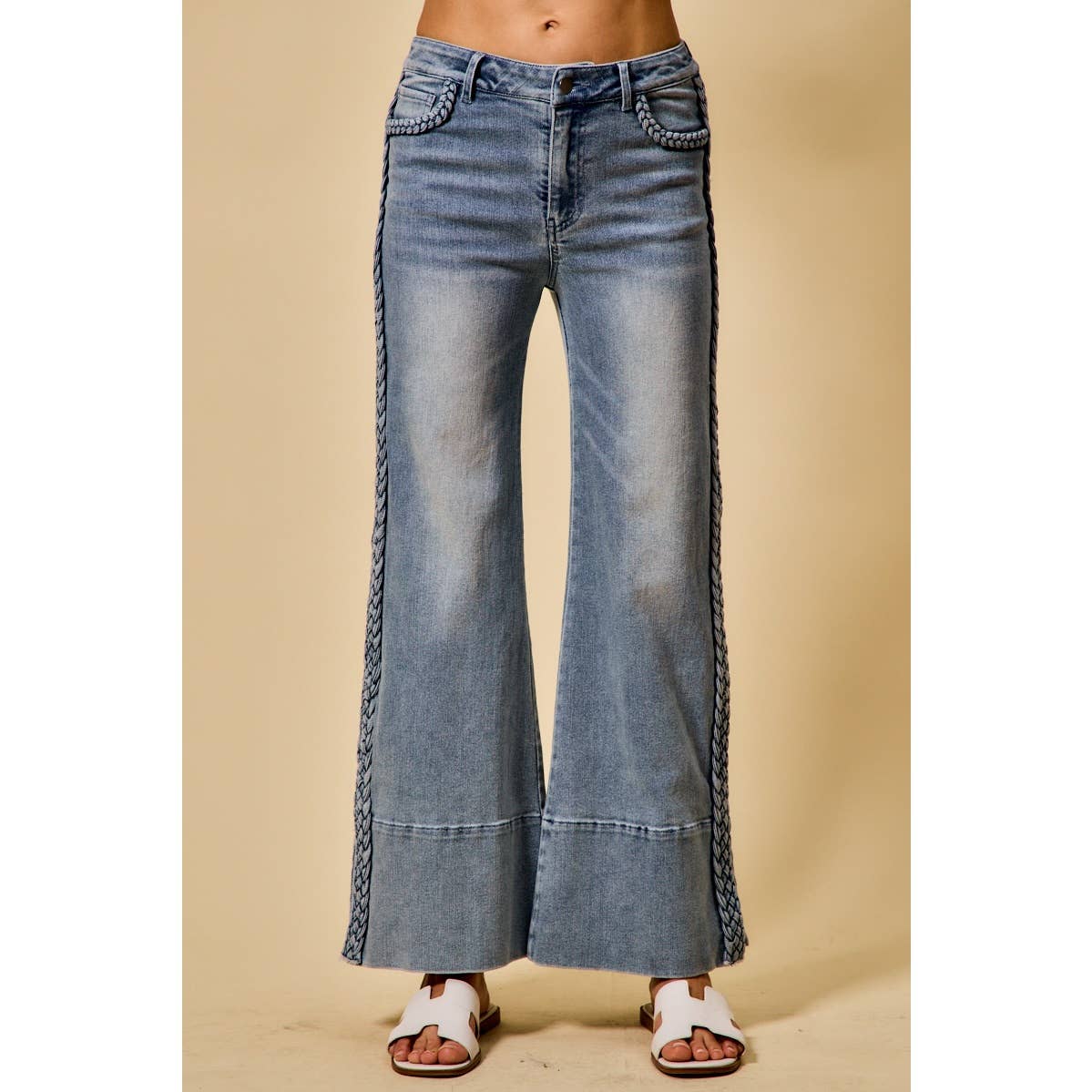 Braided Wide Leg Denim