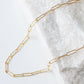 Tarnish Resistant Gold Plated Textured Paperclip Necklace