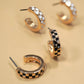 MINI CHECKER HOOP HUGGIE EARRINGS