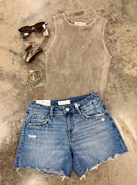 Turquoise Trail Denim Shorts