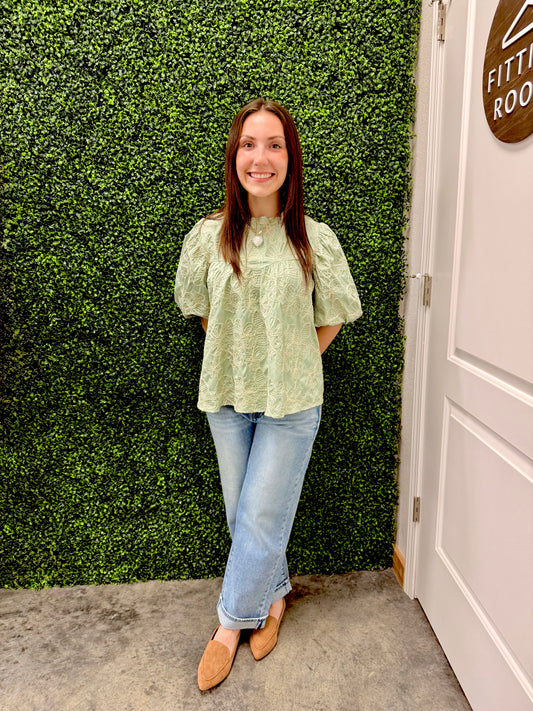Embroidered Babydoll Blouse