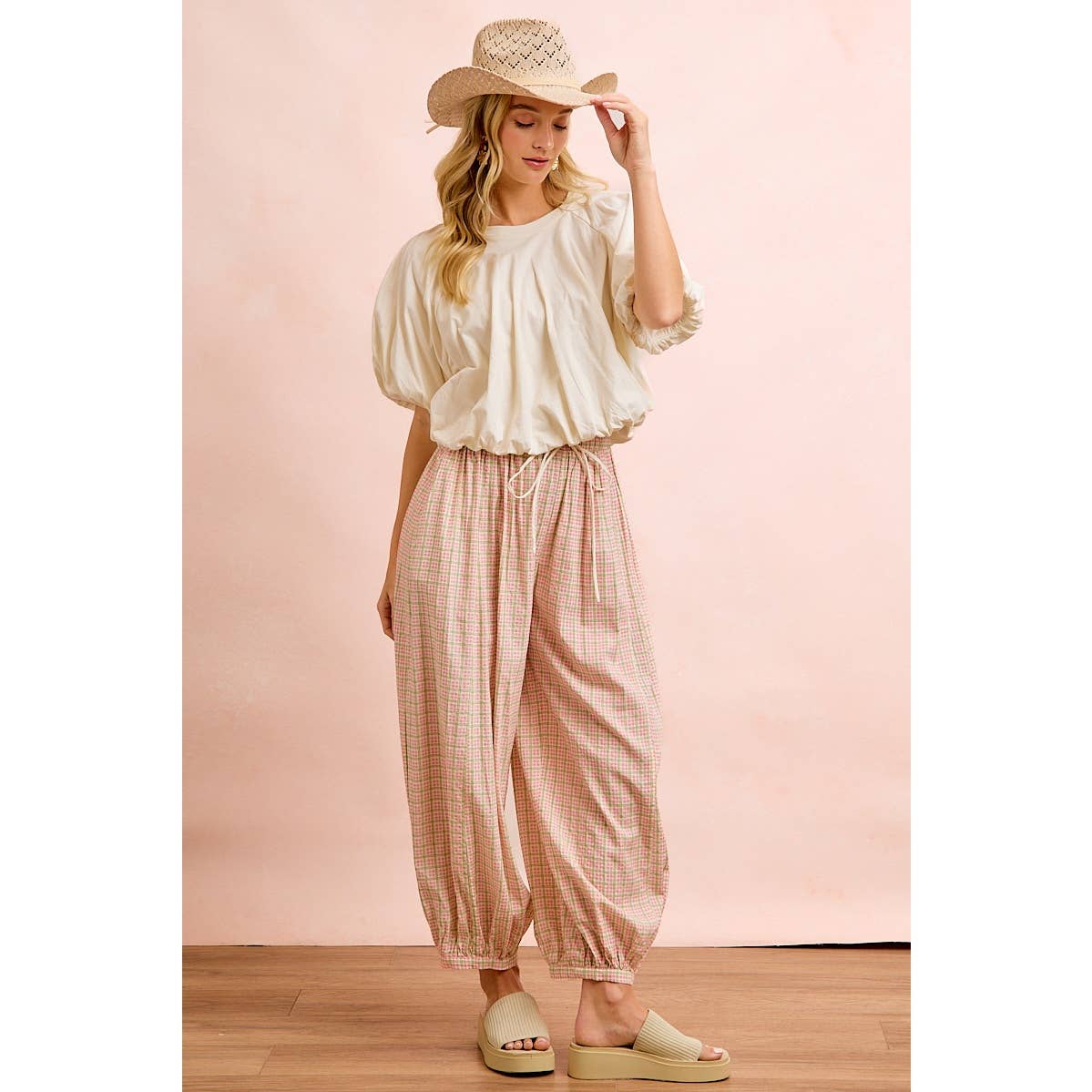 JERSEY BUBBLE SLEEVE TOP