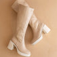 The Juniper Beige | Platform Knee-High Boots
