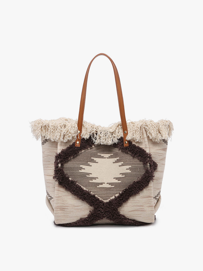 Madison Handwoven Fringe Tote with Extra Sling Bag Inside