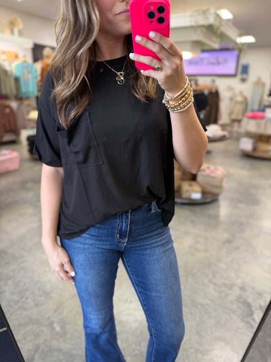 Oversized Ribbed Round Neck Tee