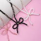 GLASS CRYSTAL BEADED BOW NECKLACE