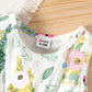 2pcs Baby Girl Solid Ribbed Short-sleeve Ruffle Top & Dress