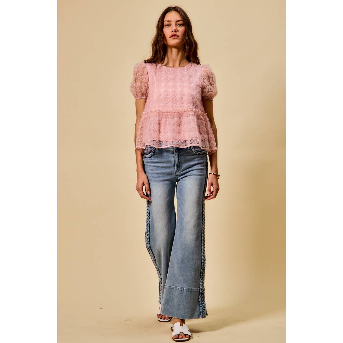 Braided Wide Leg Denim