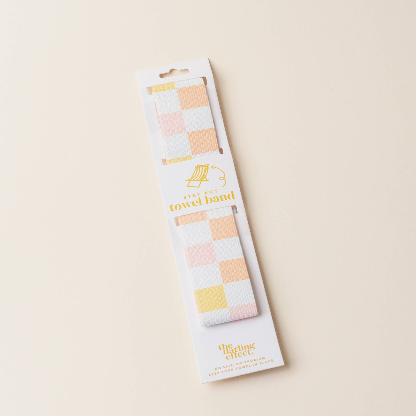 Stay-Put Towel Band-Check Peach