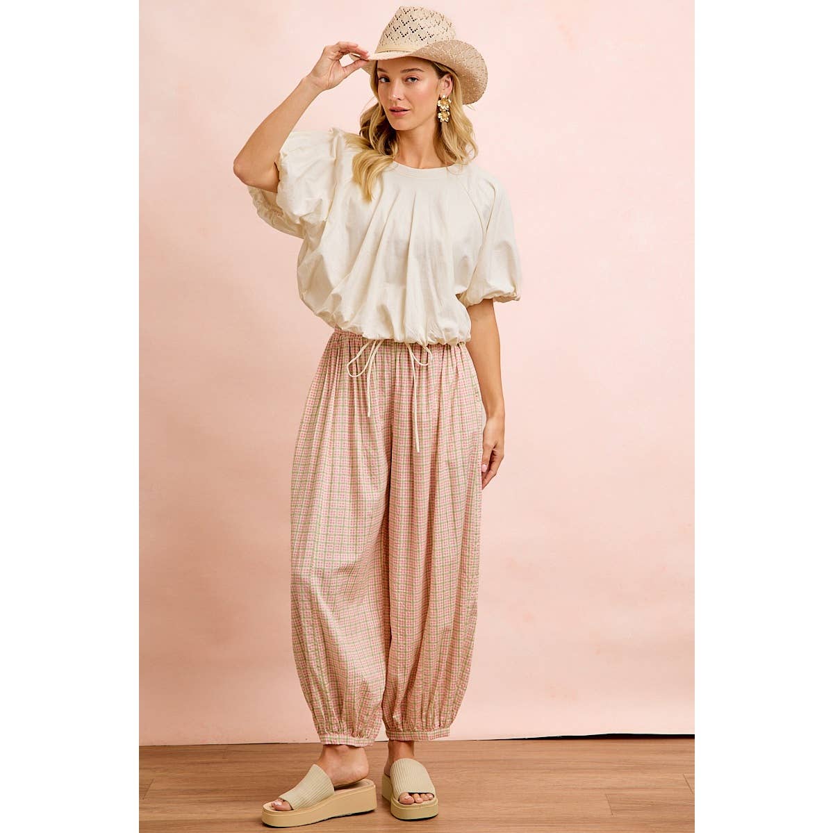 JERSEY BUBBLE SLEEVE TOP