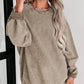 Custom Solid Ribbed Knit Round Neck Pullover Sweatshirt