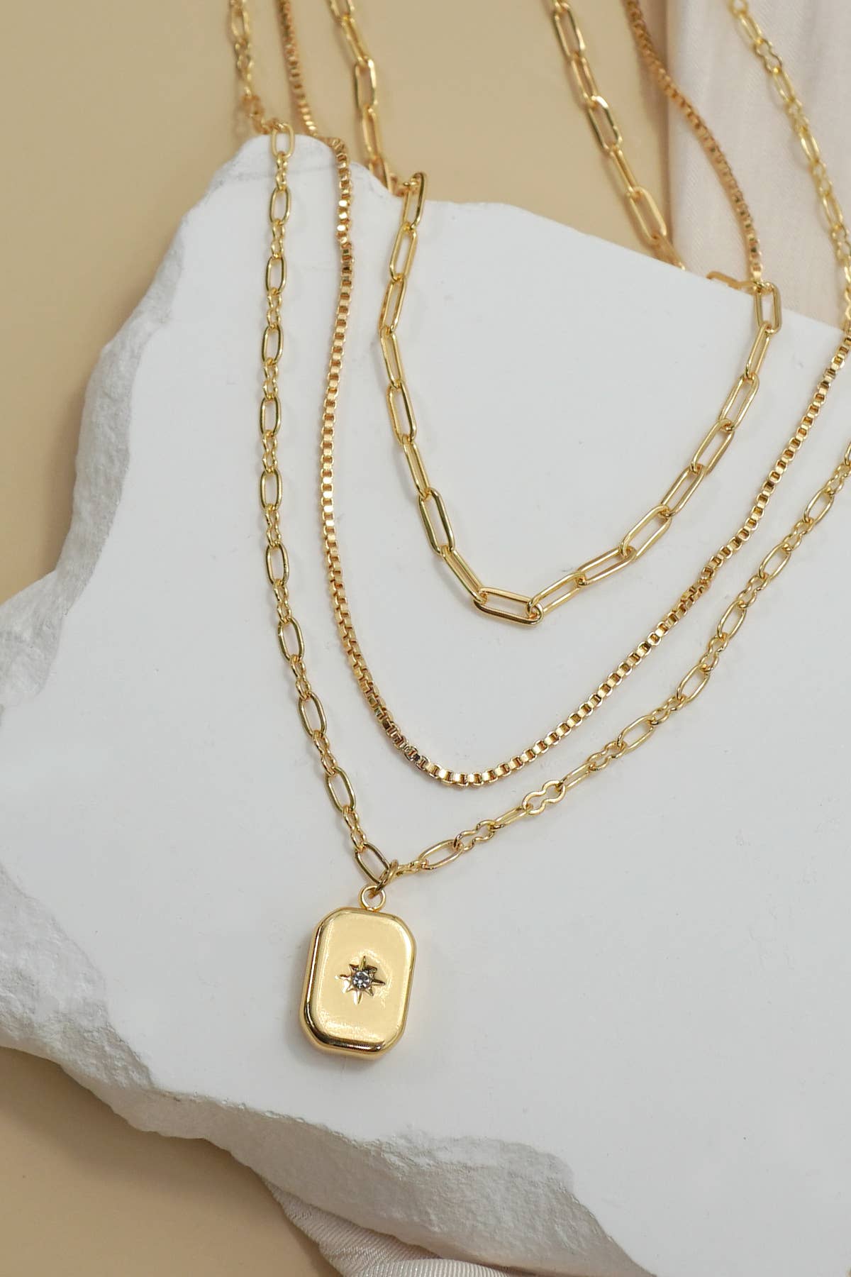 18K STAINLESS STEEL TARNISH FREE LAYERED NECKLACE