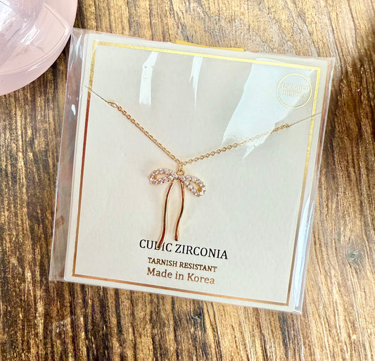 18K Gold Dipped Bow Necklace