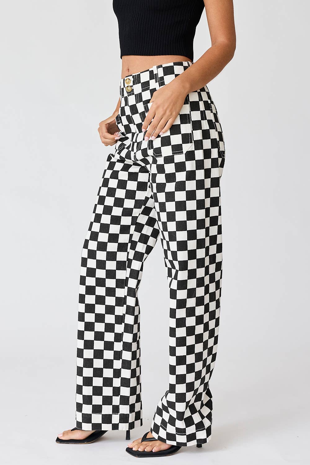 Demi Checkered Bottoms w Elastic Band